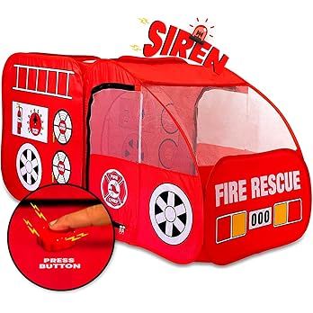 Fire Truck Tent with Sound Button for Kids Toddlers Boys & Girls - Red Fire Engine Pop Up Pretend... | Amazon (US)