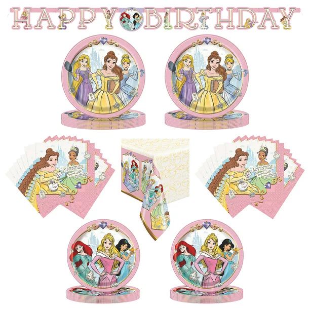 Disney Princess Birthday Party Tableware and Decoration Kit for 16 Guests - Walmart.com | Walmart (US)