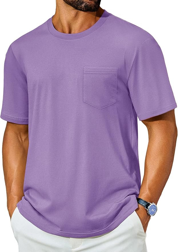 Cotrasen Mens T-Shirts Cotton Short Sleeve Pocket Tee Shirt Casual Crew Neck Moisture Wicking Sof... | Amazon (US)