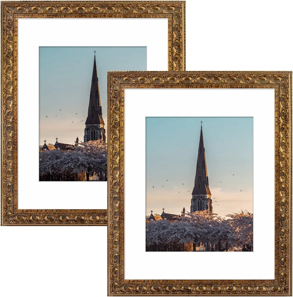 AUEAR, 11x14 Ornate Finish Photo Frame, with White Mat for 8x10 Picture & Real Glass, Color: Bron... | Amazon (US)