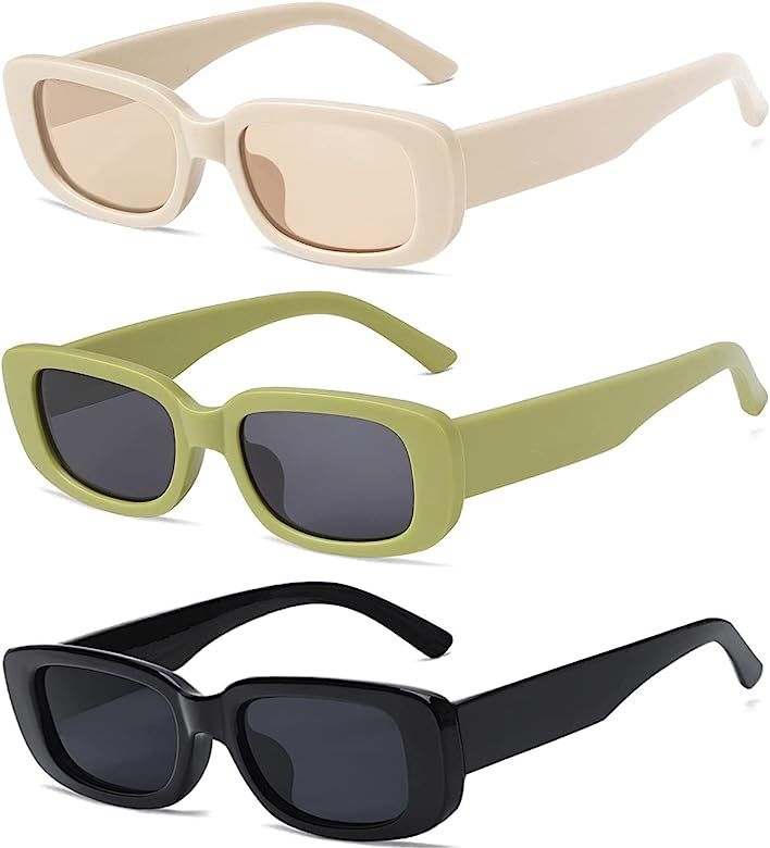 Tskestvy Rectangle Sunglasses for Women Black 90s Retro Sunglasses Trendy Y2K Aesthetic Sunglasse... | Amazon (US)