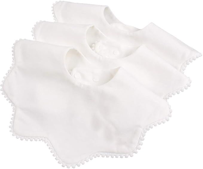 Bamery Baby Bandana Bibs White Cotton Drool Bibs for Drooling and Teething Absorbent for Boy Girl | Amazon (US)