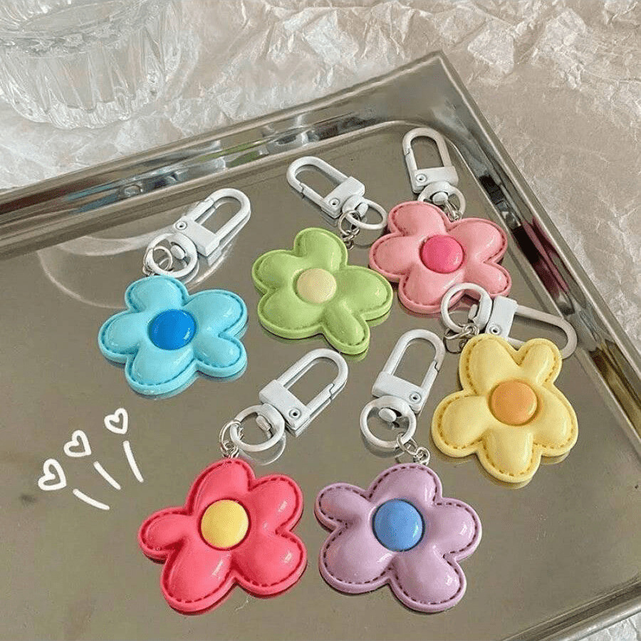 6PCS/Set Colorful Flower Keychain Cute Car Key Chains For Girls Bag Pendant Key Accessories Frien... | SHEIN