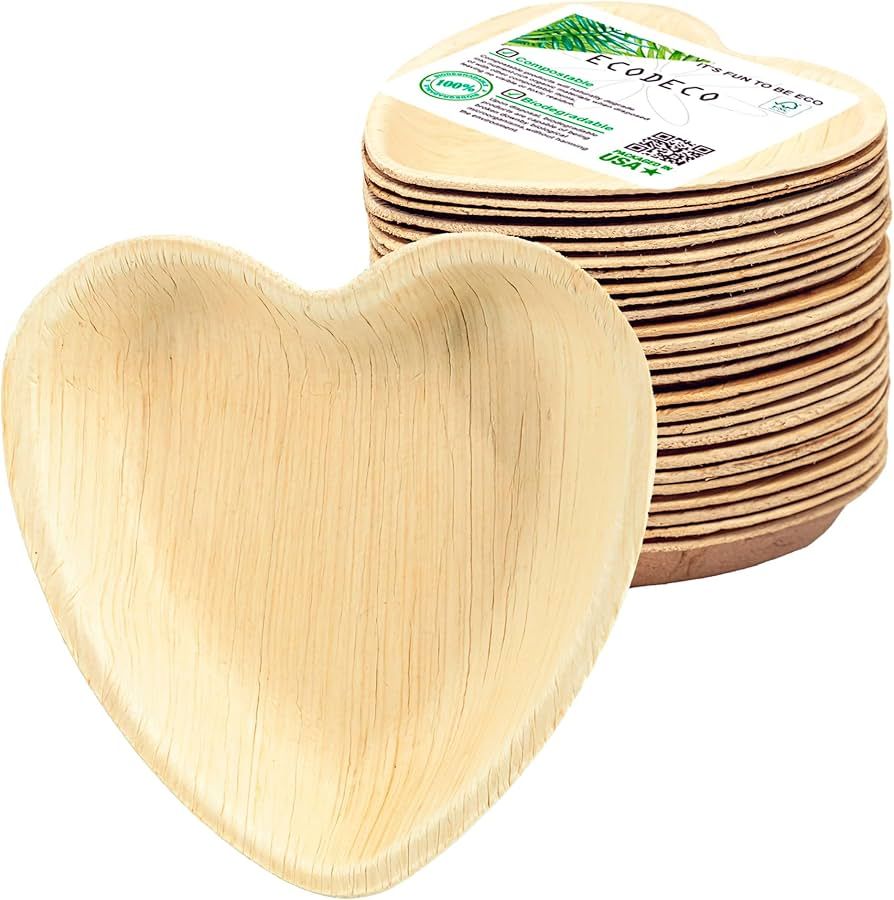 ECODECO 25 Heart Palm Leaf Compostable Plates - 4 Inch - Disposable Eco Friendly Like Bamboo Part... | Amazon (US)