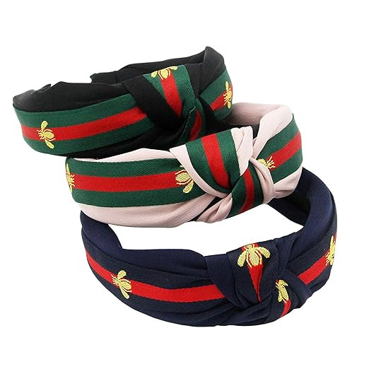 Wide Striped Headbands For Women Hair Hoops With Bee Animal Women’s Hair Accessories Bow Cross ... | Amazon (US)