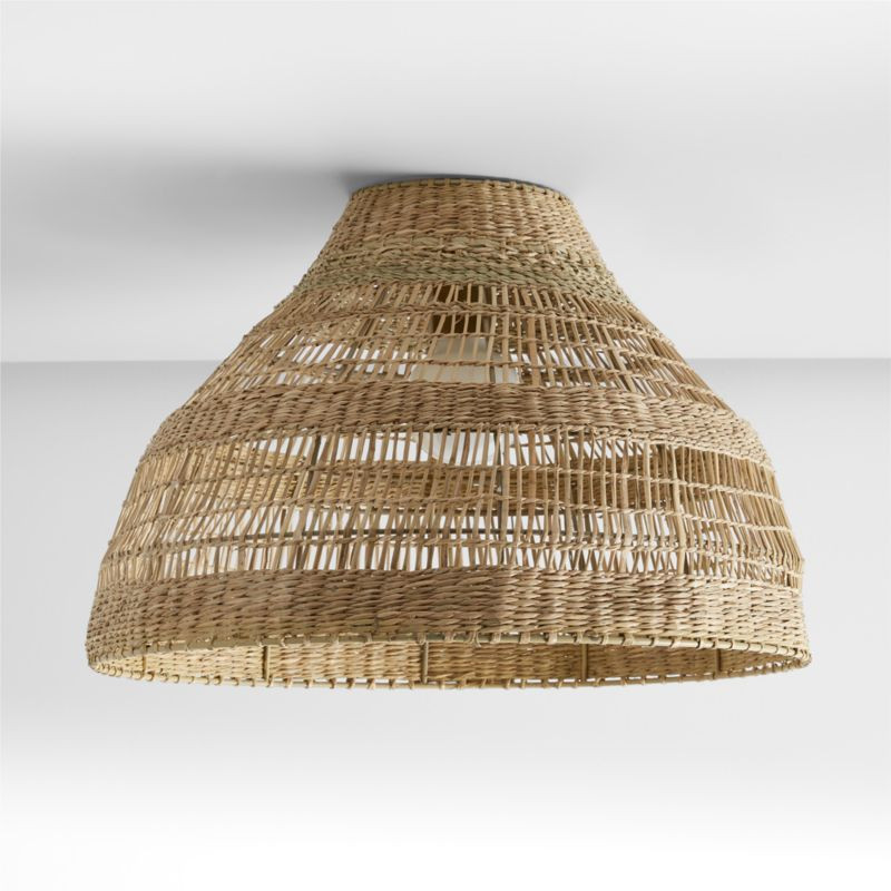 Nossa Large Natural Woven Flush Mount Light + Reviews | Crate & Barrel | Crate & Barrel