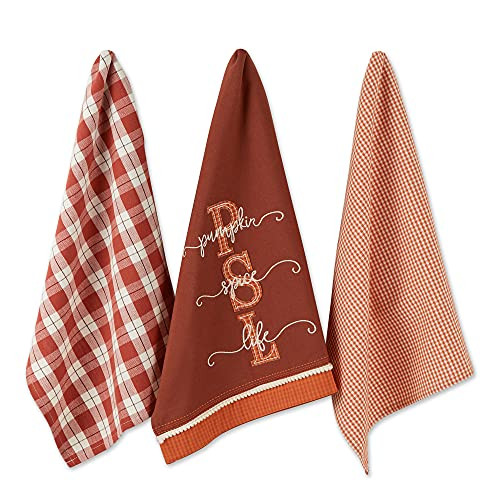 DII Pumpkin Spice Fall Kitchen Towels Collection Durable Cotton Cloth, Decorative and Absorbent, Dis | Amazon (US)