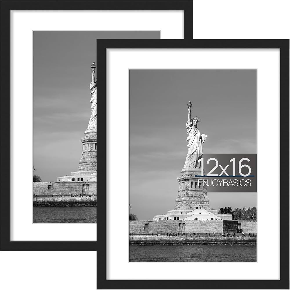 ENJOYBASICS 12x16 Picture Frame, Display Poster 9x12 with Mat or 12 x 16 Without Mat, Wall Galler... | Amazon (US)