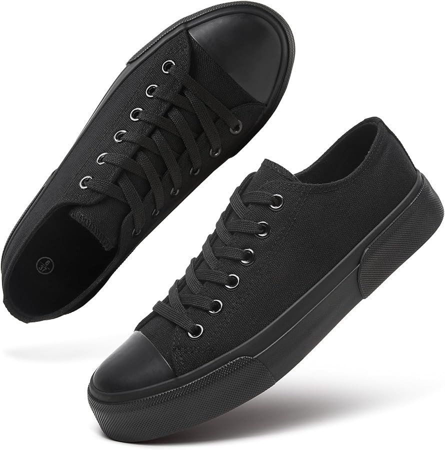 hash bubbie White Sneakers for Women Low Top Canvas Shoes Tennis Shoes | Amazon (US)