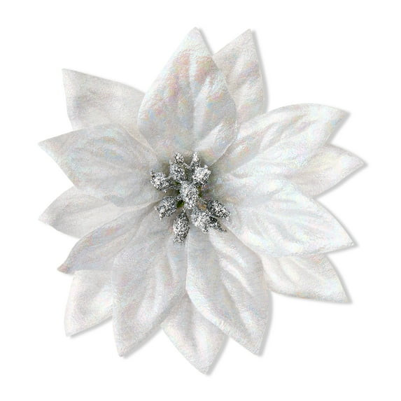 Mini Poinsettia Christmas Clip Ornament, Silver, 4", by Holiday Time - Walmart.com | Walmart (US)