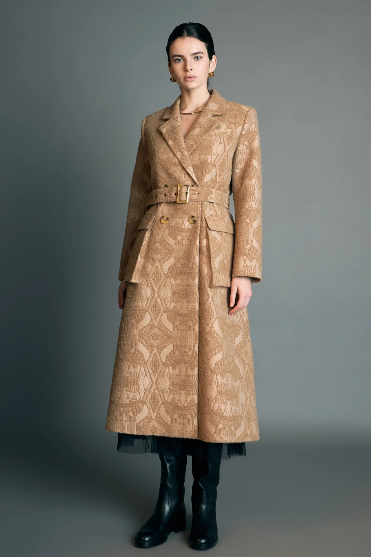 Premium Brocade Swing Coat | English Factory