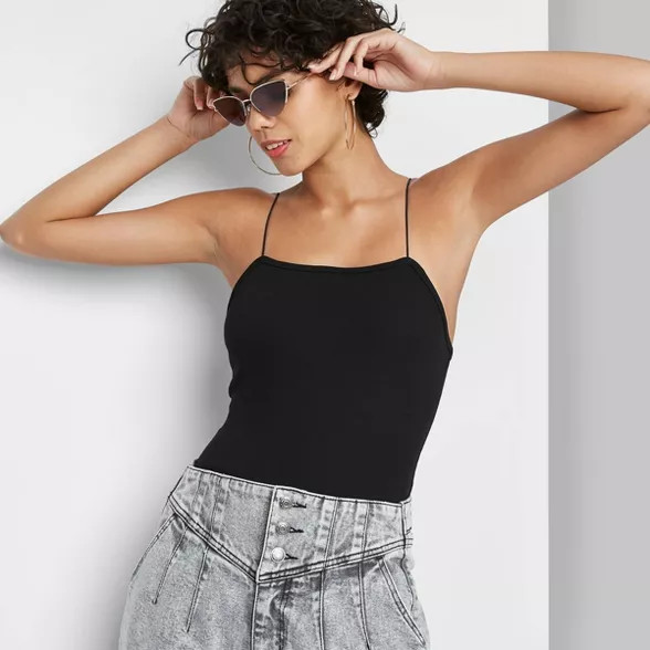 Women's Square Neck Spaghetti Strap Bodysuit - Wild Fable™ | Target