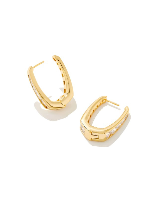 Parker Gold Hoop Earrings in White Crystal | Kendra Scott | Kendra Scott
