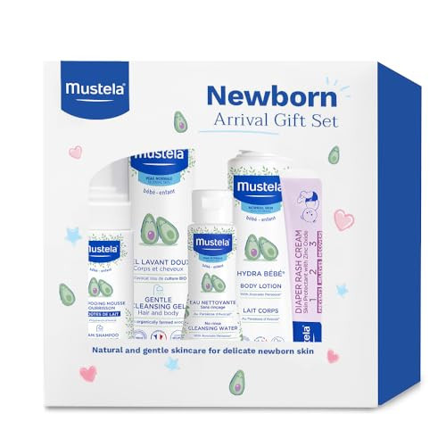 Mustela Newborn Arrival Gift Set - Baby Skincare & Bath Time Essentials - Natural & Plant Based - 5 Items Set | Amazon (US)
