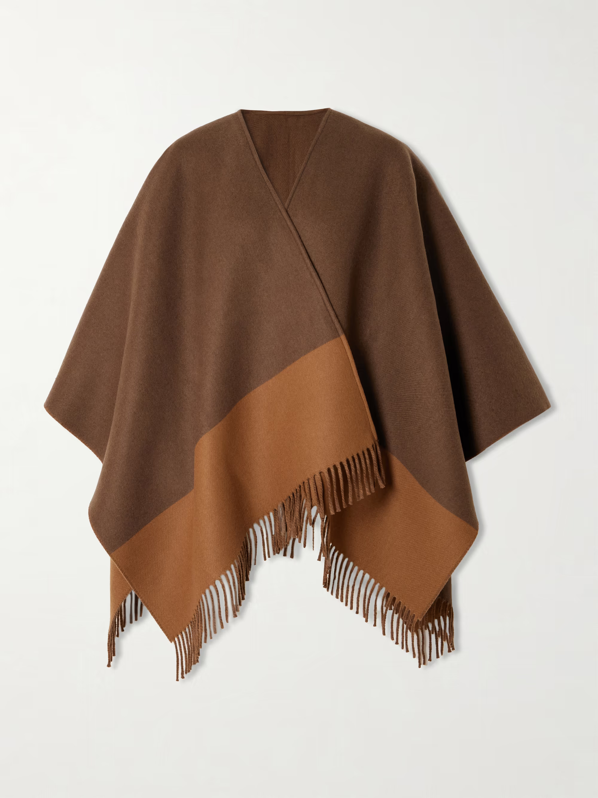 Fringed wool and cashmere-blend poncho - brown - One Size | NET-A-PORTER (UK & EU)