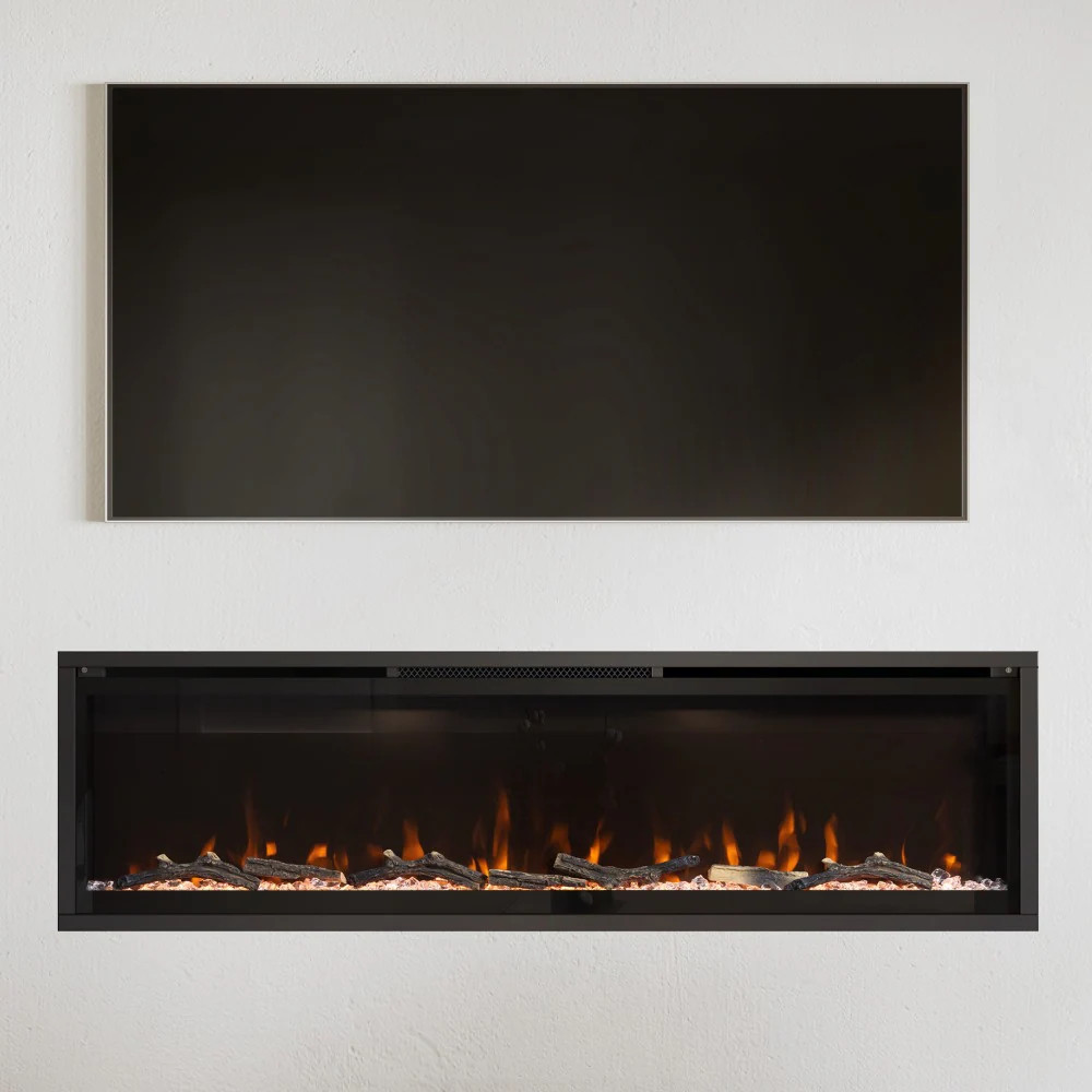 Modern Ember 60-in W Aerus Wall mount Fan-forced Electric Fireplace with Remote Control Included one_size in Black | ME-SL60 | Lowe's
