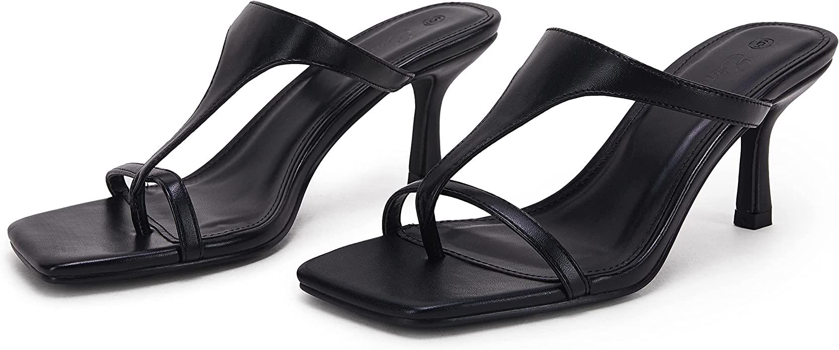 Ermonn Womens Square Open Toe Heeled Sandals Flip Flop Slingback Thong Slip On Stiletto Slides Su... | Amazon (US)