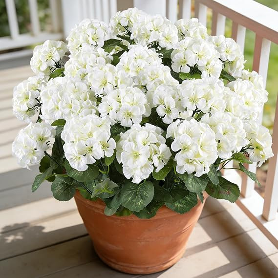 Artificial Geranium Flowers for Outdoors, 6 Bundles Realistic Silk Fake Geranium, No Fade Faux Pl... | Amazon (US)