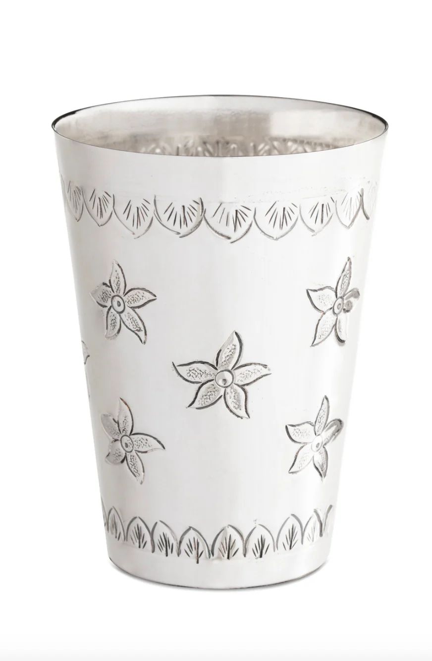 Agra Silver Floral Water Cup | Ellis Hill