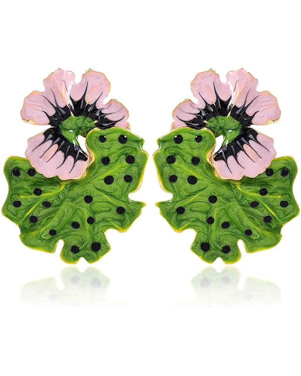Large Flower Earrings Studs Dangle Enamel Statement Earrings Big Exaggerated Floral Earrings Jewe... | Amazon (US)