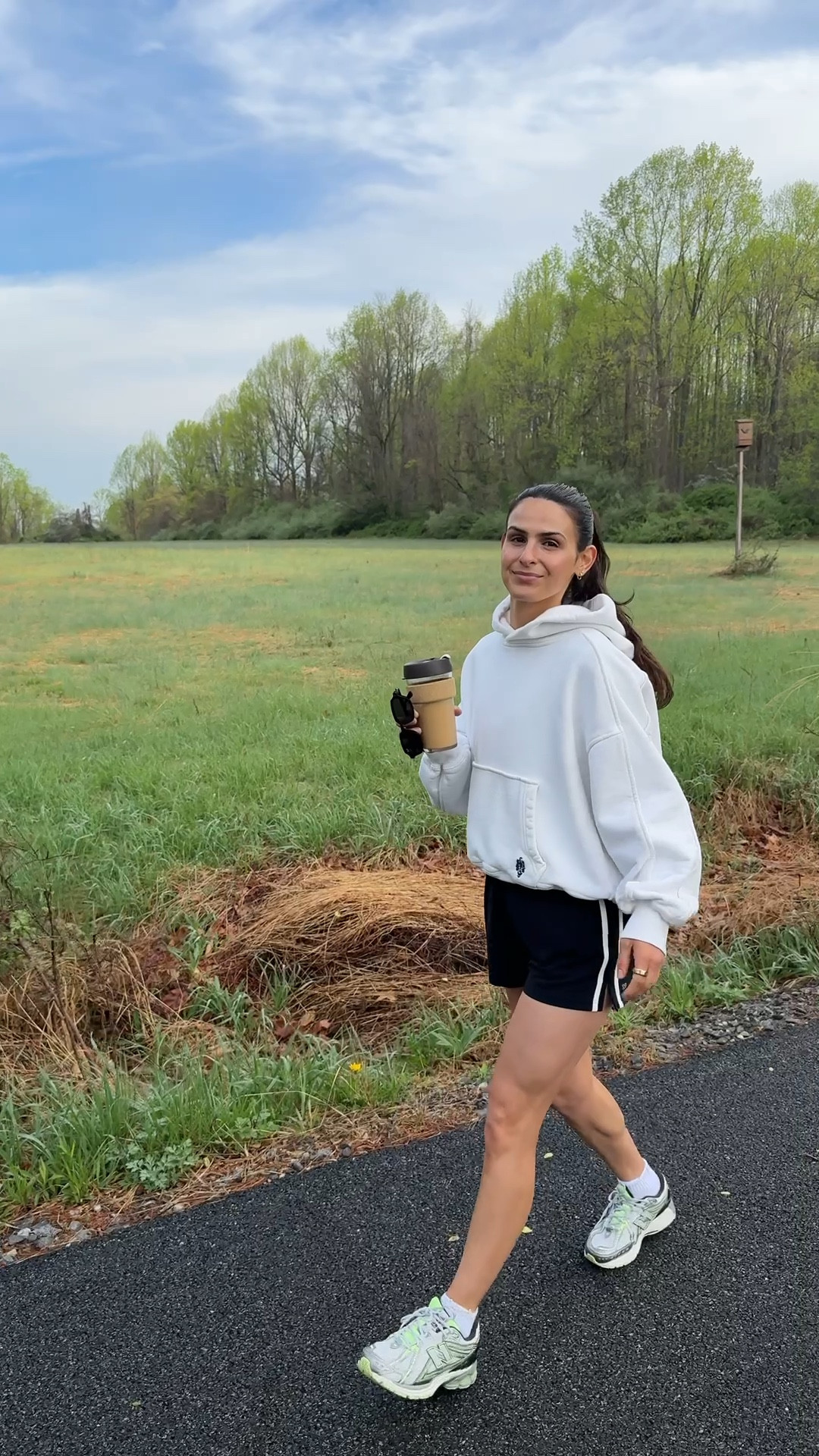what I wore for my walk! size S in shorts & size XS in sweatshirt 