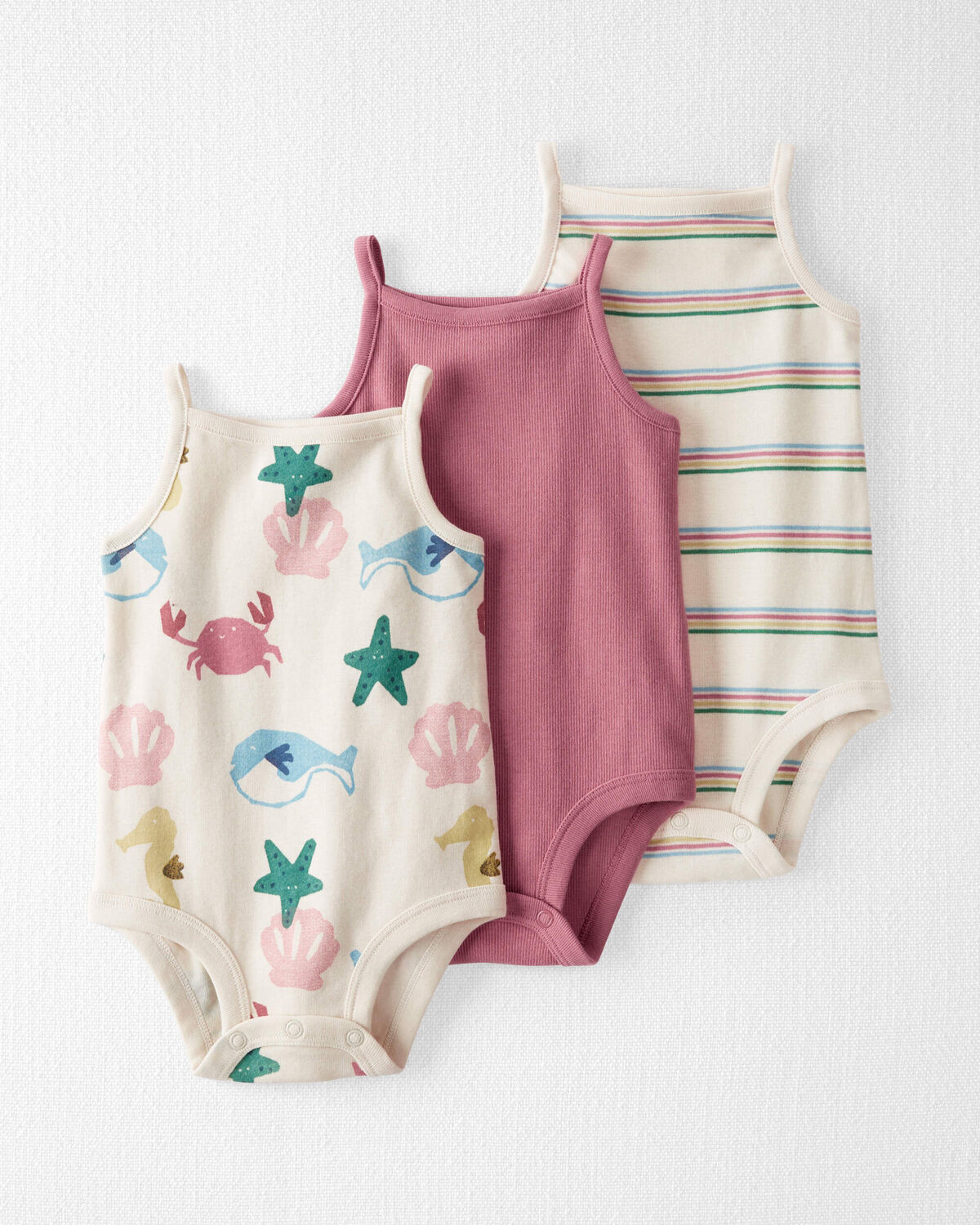 Baby 3-Pack Organic Cotton Tank Bodysuits | Carter's