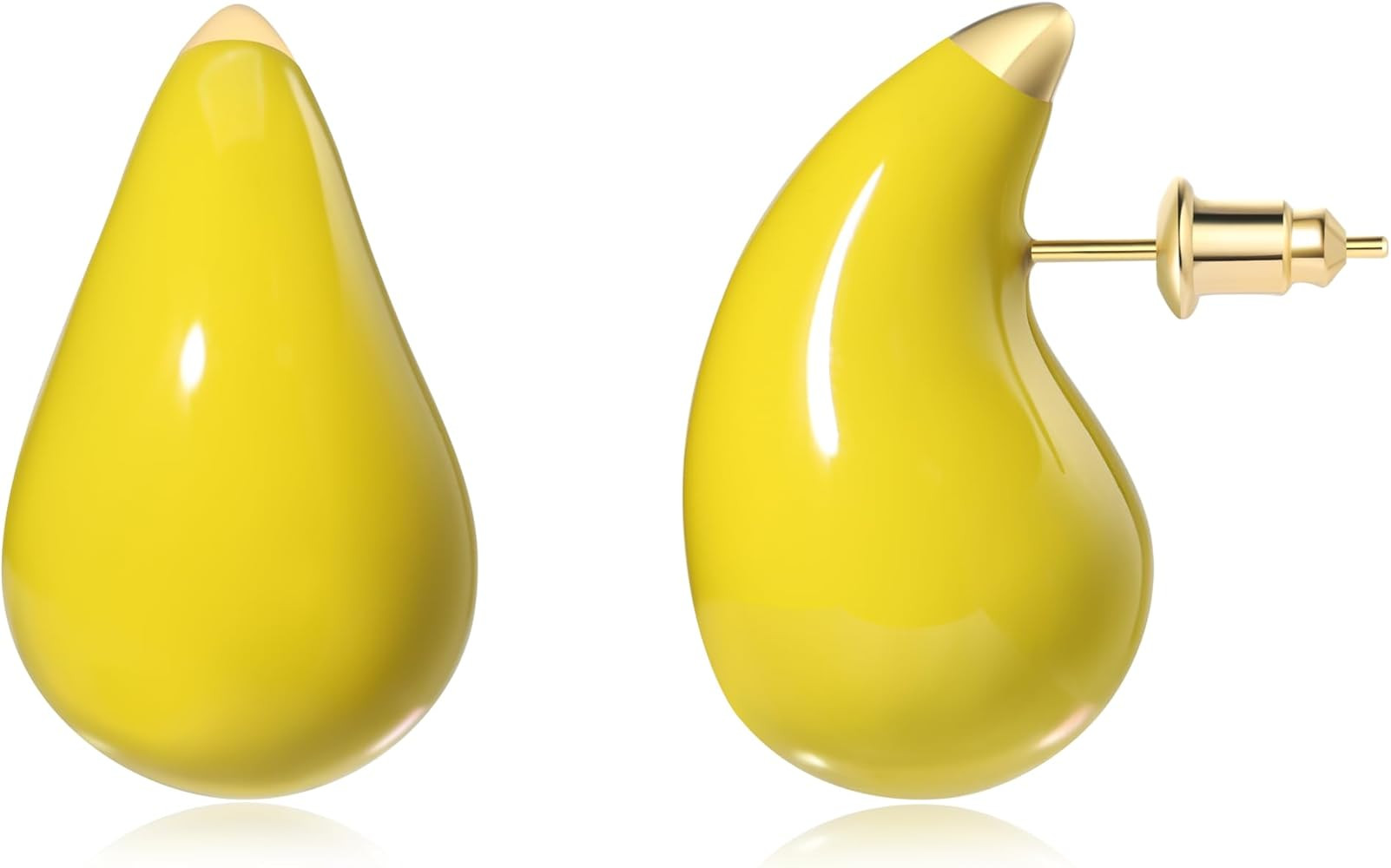 Teardrop 14K Gold Plated 925 Sterling Silver Post Hoop Earrings for Women | Enamel Colored Waterd... | Amazon (US)