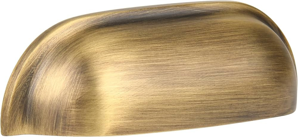 Brushed Antique Brass Kitchen Cabinet Cup Pulls 5 Pack, 2-1/2Inch Solid Brass Handles for Dresser... | Amazon (US)