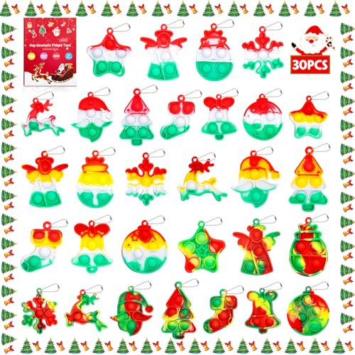 Christmas Pop Fidget Toys Bulk Its Christmas Party Favors for Kids 30 Pack | Amazon (US)