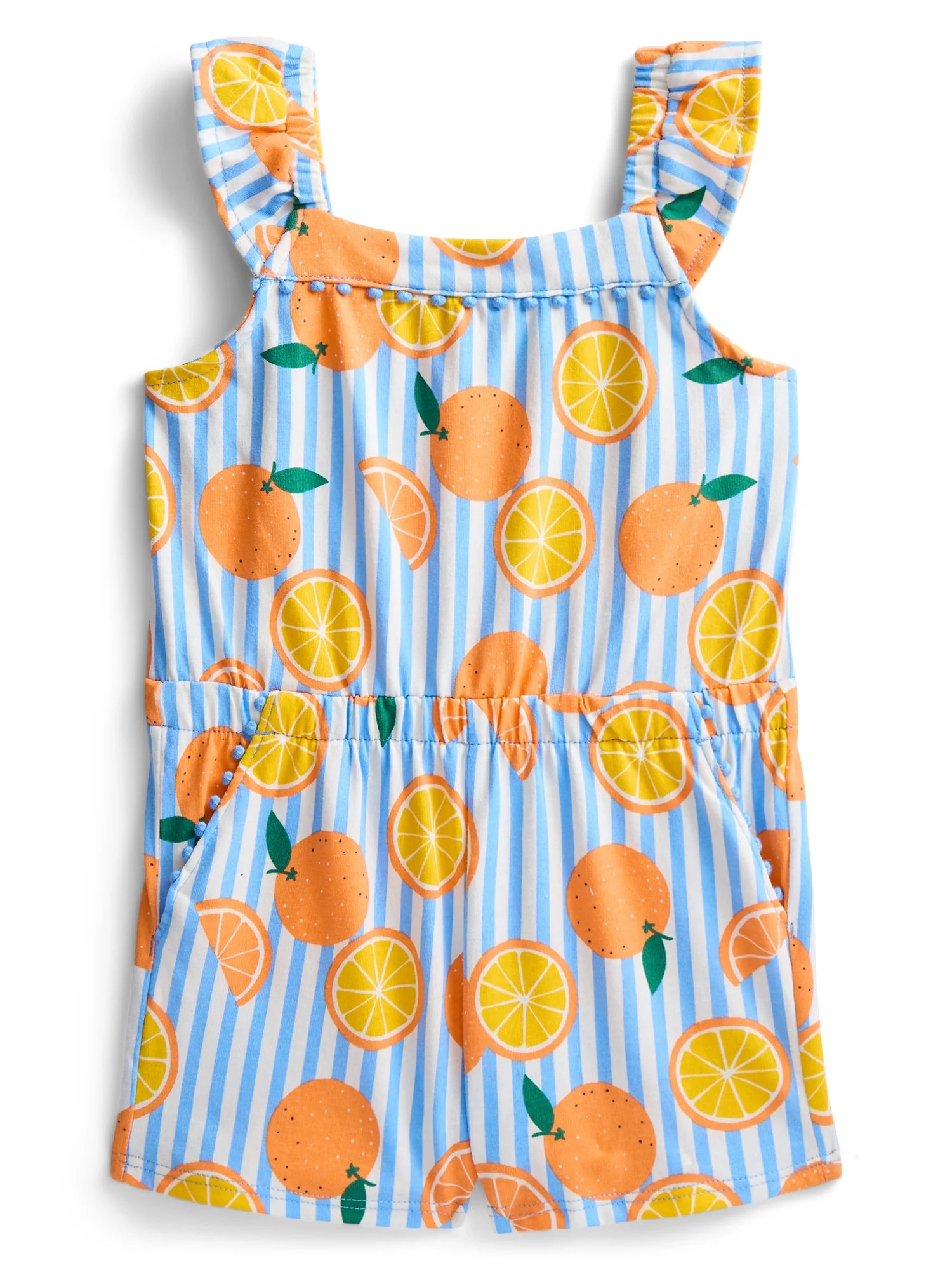 Wonder Nation Toddler Girls Ruffle-Strap Romper, Sizes 12M–5T | Walmart (US)