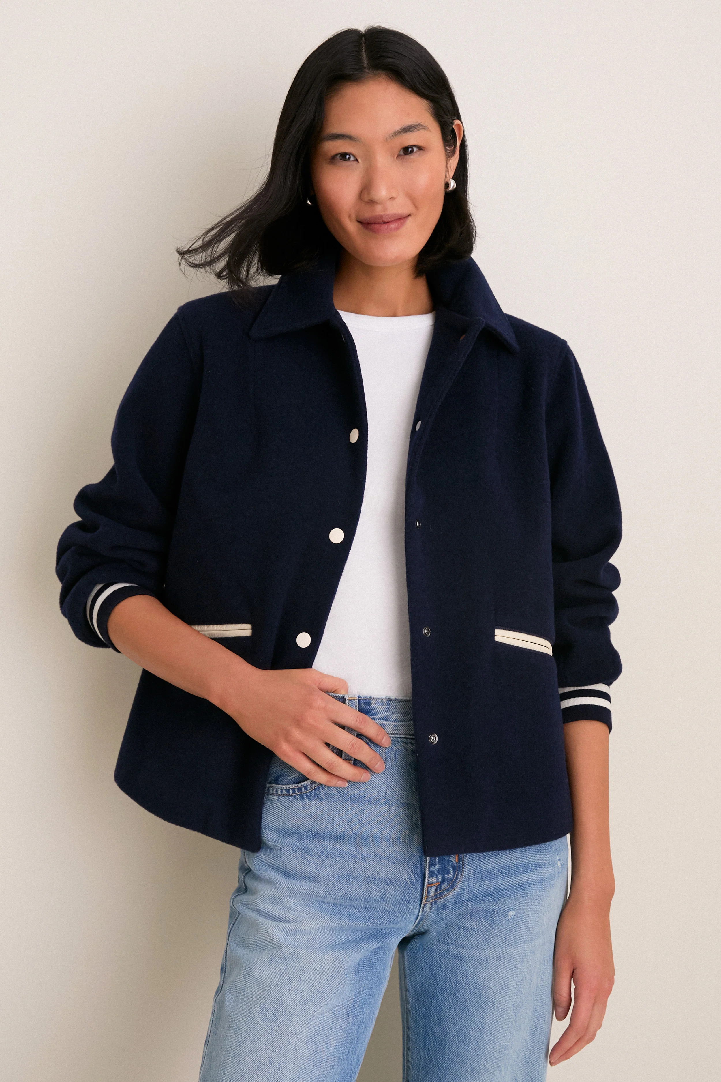 Navy Wool Varsity Verve Jacket | Tuckernuck (US)