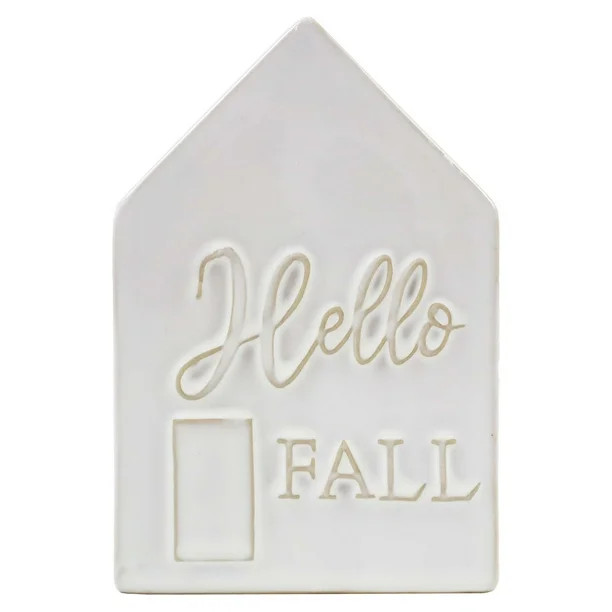 Harvest White Ceramic House Tabletop Decoration, 6", Way to Celebrate | Walmart (US)