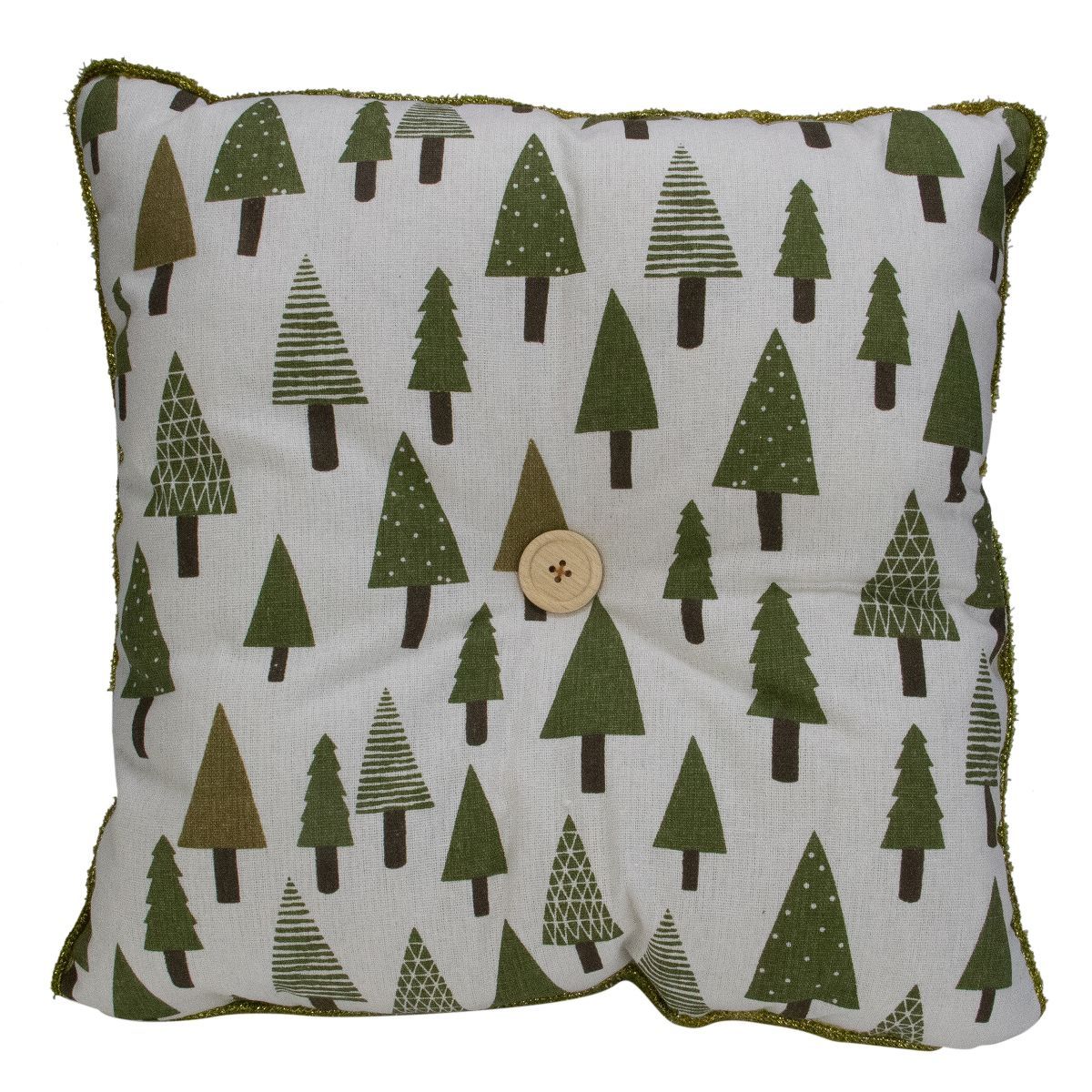 Northlight 15" Forest Green Woodland Trees Square Christmas Throw Pillow | Target