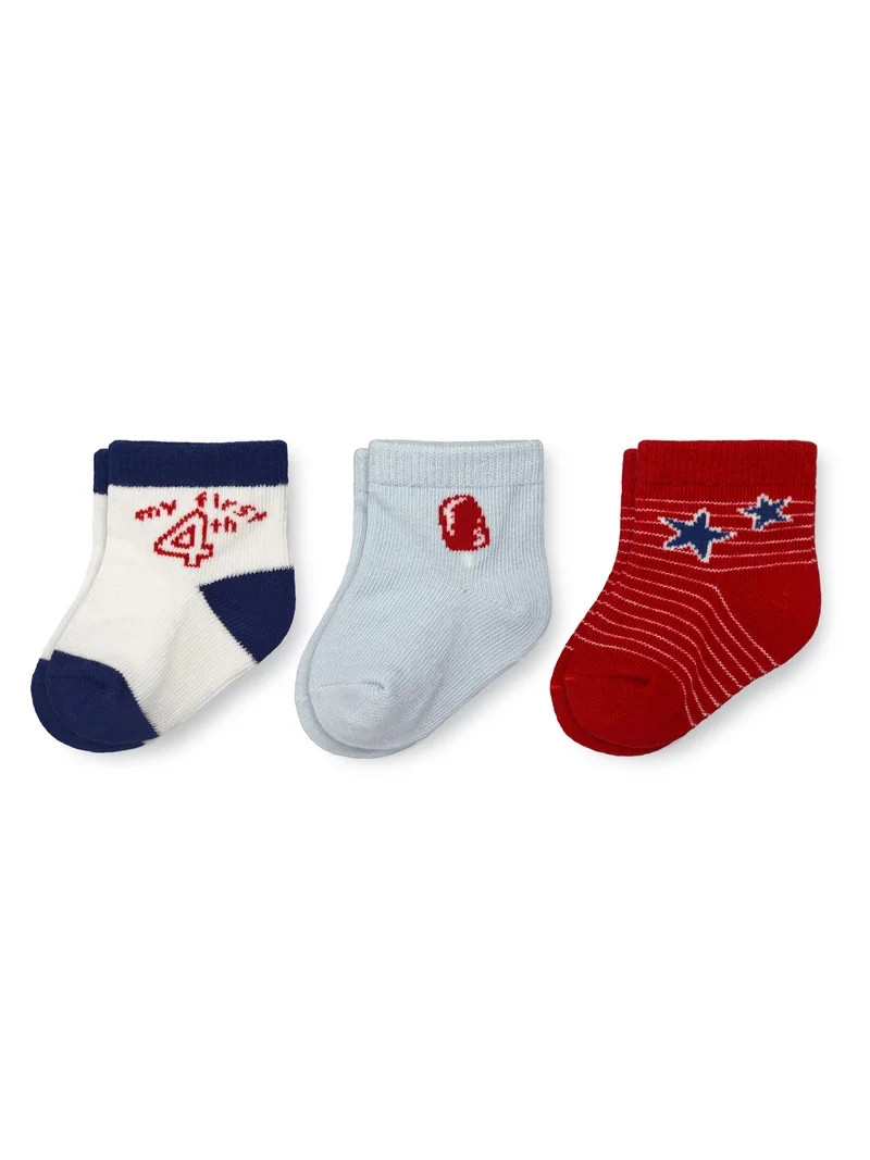 Carter's Child of Mine Infant Unisex Crew Socks, 3 Packs, Americana, Size 0-6 Months | Walmart (US)