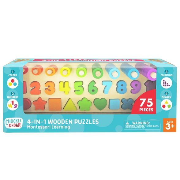Chuckle & Roar Montessori Shapes & Numbers Learning Puzzle 76pc | Target