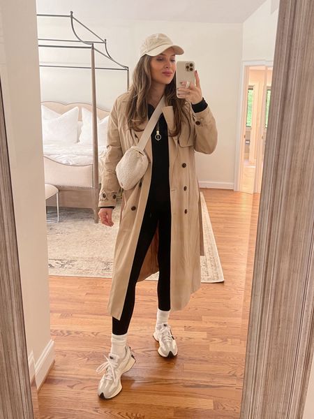 Easy and comfortable trench coat outfit for fall. This Amazon trench coat is under $100 and runs large (size down one size, I’m in size XS here). Varley sweatshirt runs true to size, wearing S. 

New Balance 327, trench coat outfit, Amazon finds, belt bag, Lululemon  

#LTKbump #LTKfindsunder100 #LTKSeasonal