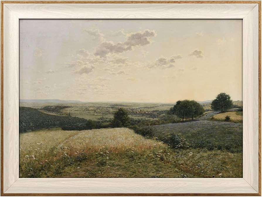 VIYYIEA Framed Canvas Wall Art, Landscape Wall Art for Living Room, Vintage Natural Oil Painting Picture, Beautiful Scenery Home Decor, Bathroom Wall Decor -【Summer Landscape】-(12"x16") | Amazon (US)