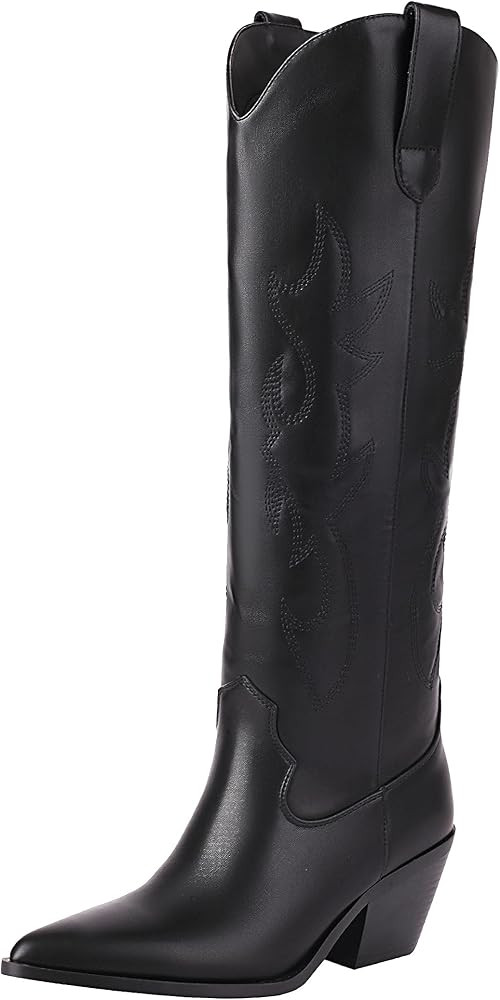 Reitoye Cowboy Boots for Women Embroidery Western Cowgirl Knee High Chunky Heel Boots with Pull-U... | Amazon (US)