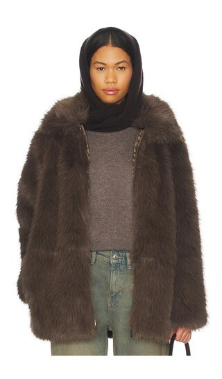 Sanctuary Carmen Fur Coat in Brown. - size S | Revolve Clothing (Global)