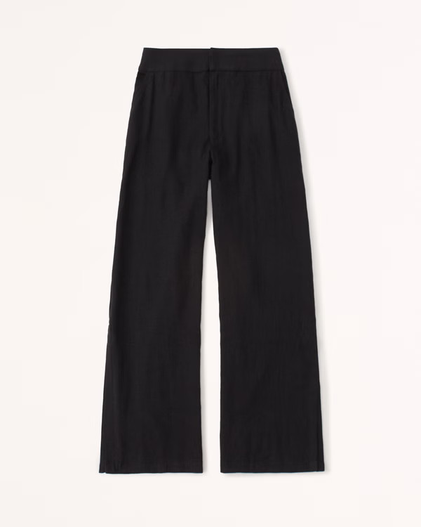 Split-Hem Linen Ultra-Wide Leg Pants | Abercrombie & Fitch (US)