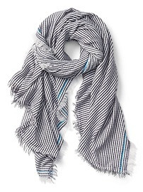 Oversize Stripe Fringe Scarf | Gap US