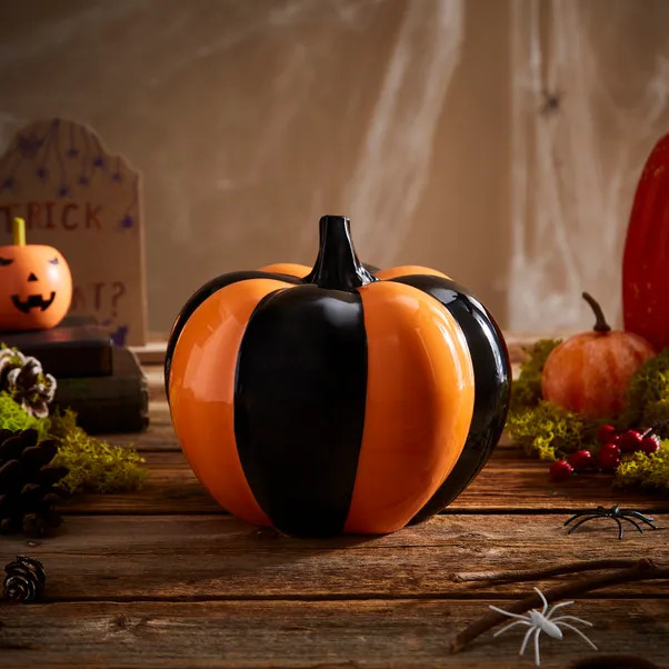 Striped Pumpkin Decoration | Dunelm