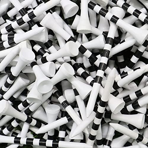 FINGER TEN Golf Tees Wood 3 1/4 2 3/4 Inch Value 50/120 Count, Durable Tees with Bright Colored Stripes for Consistent Height, 70mm 83mm Long Tees Ideal for Golfers (White&Black, 2 3/4 Inch(50 Pack)) | Amazon (US)