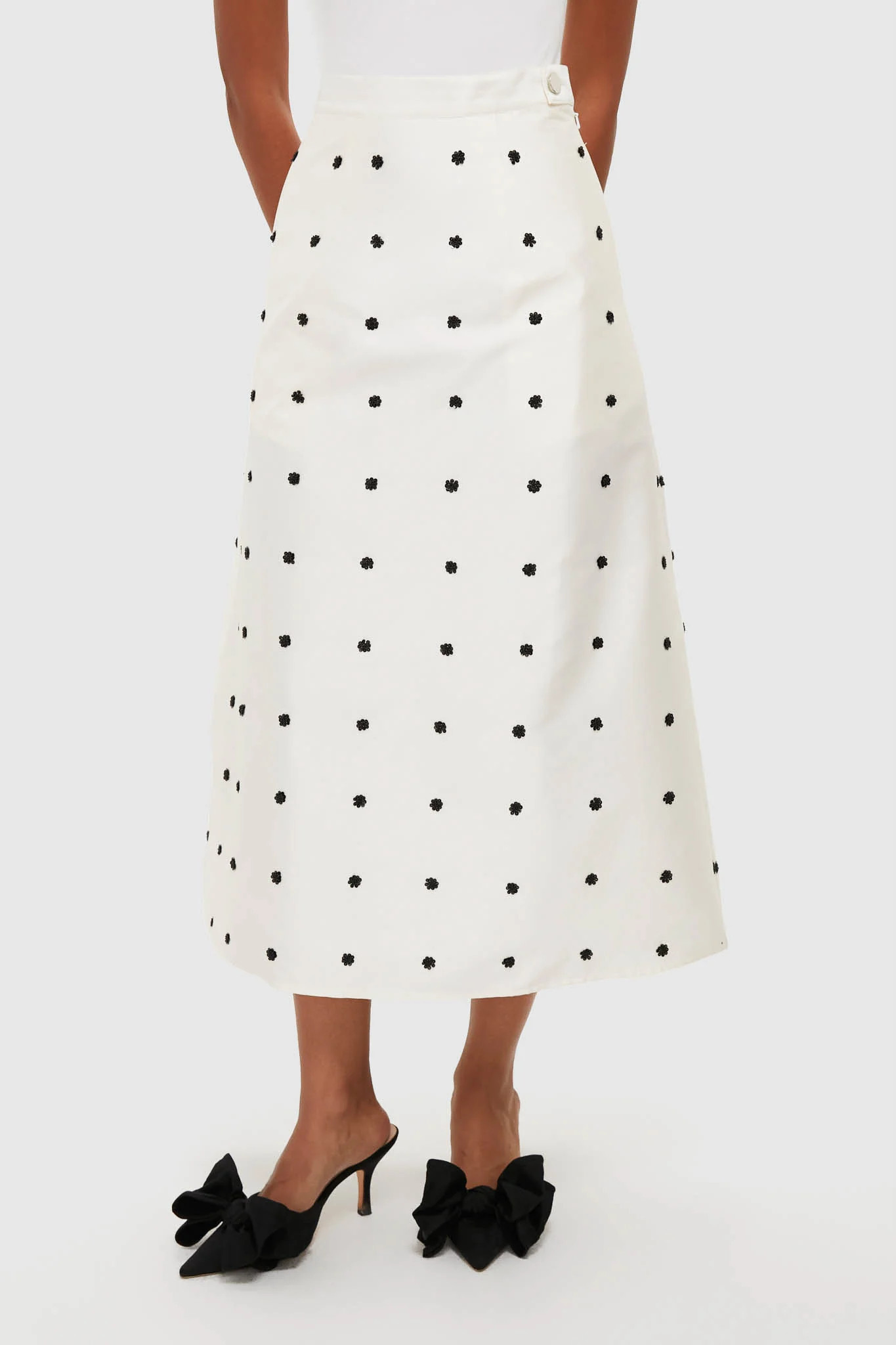 Ivory Polka Dot Daphne Midi Skirt | Tuckernuck (US)