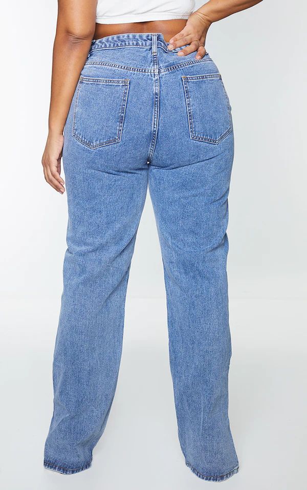 Plus Vintage Wash Split Hem Jeans | PrettyLittleThing US