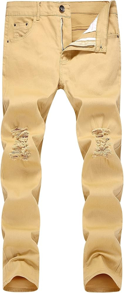 WULFUL Men's Ripped Jeans Slim Fit Skinny Stretch Comfy Denim Jeans Pants | Amazon (US)