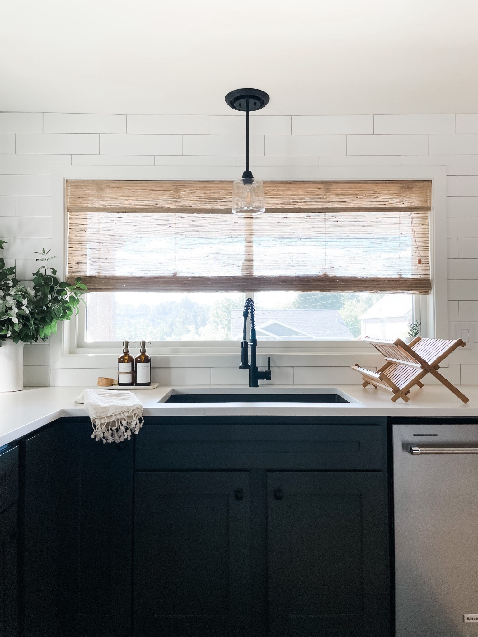 Adding this pendant light above this kitchen sink was a super simple update with a huge impact. There was recessed lighting before so this adds design and more ambience. I used a converter kit so I didn’t have to mess with wiring. 🙌

#LTKHome