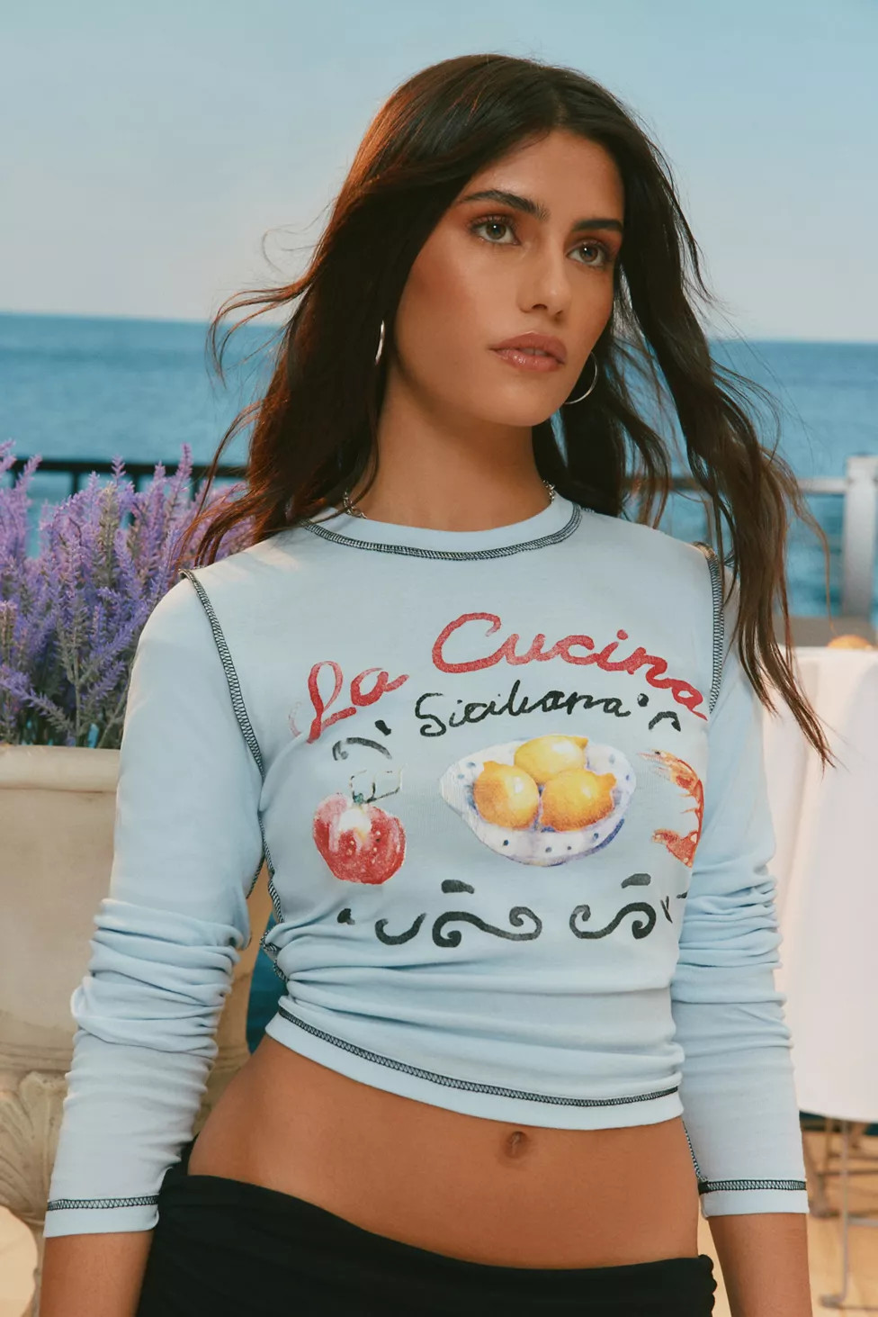 La Cucina Long Sleeve Baby Tee | Urban Outfitters (US and RoW)