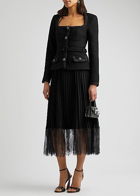 Layered wool-blend and chiffon midi dress | Harvey Nichols (Global)