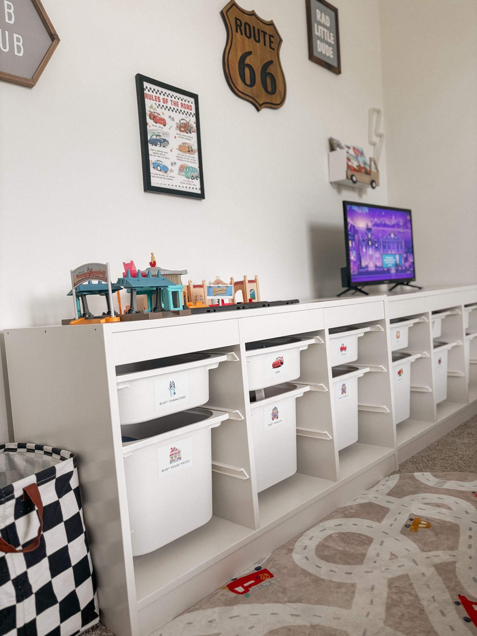Ka-Chow! ⚡️ We love how organized our little Cars lovers room has turned out! Labeled toy storage for all the Lightning Mcqueens, Cars Tracks, and books! 🚗

• Cars Boys Bedroom • 

#LTKHome #LTKFamily #LTKKids